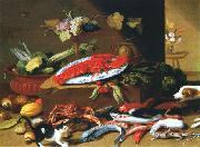 Jan Van Kessel Chien et chat devant un homard Germany oil painting artist
